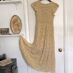 Yellow floral Cottage Core maxi dress extra small